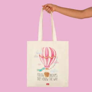 Air Balloon Follow Your Dreams They Know the Way Cotton Tote Bag by Legami