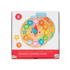Wooden Learning Clock with Multiple Languages by Petit Collage