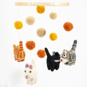 Cats Handmade Felted Mobile