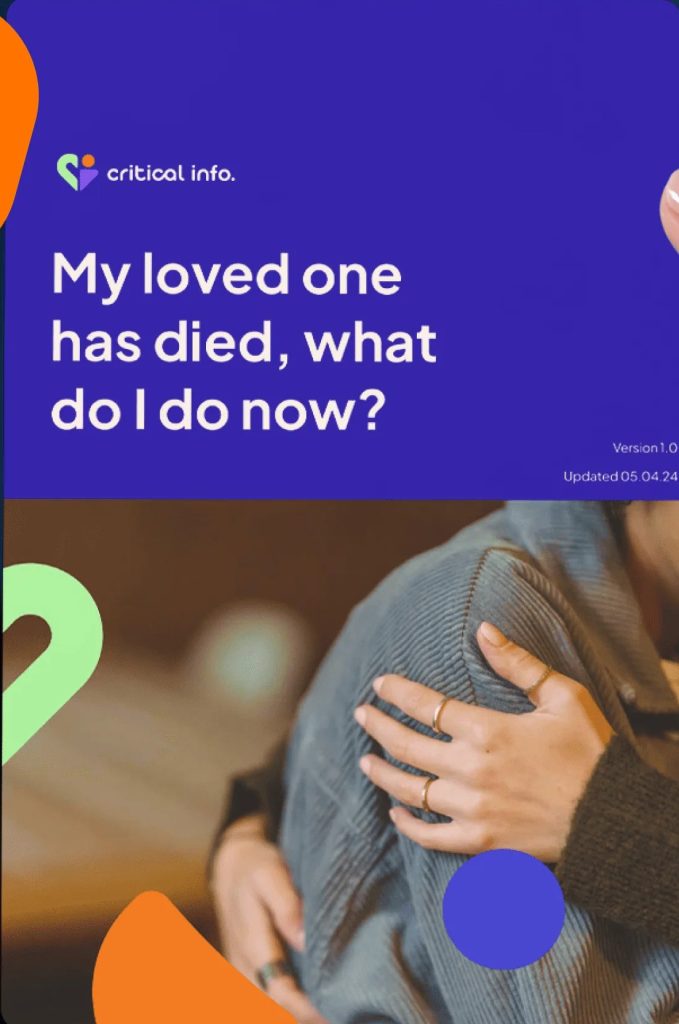 My Loved One Has Died: What do I do Now? by Critical Info